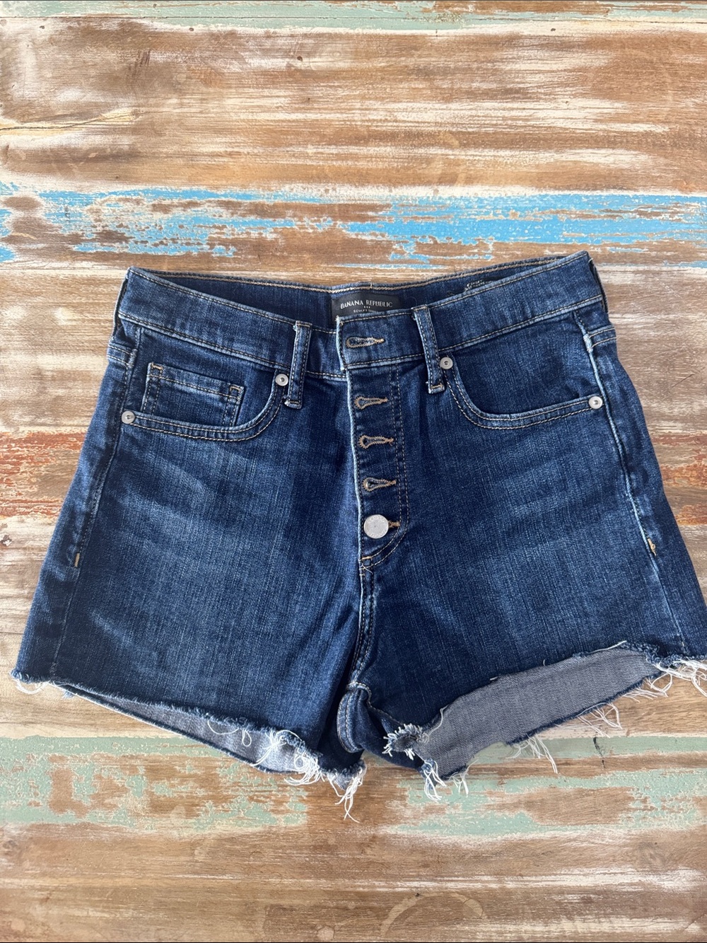 Banana Republic Dark Blue Button-Fly Denim Cutoff Shorts